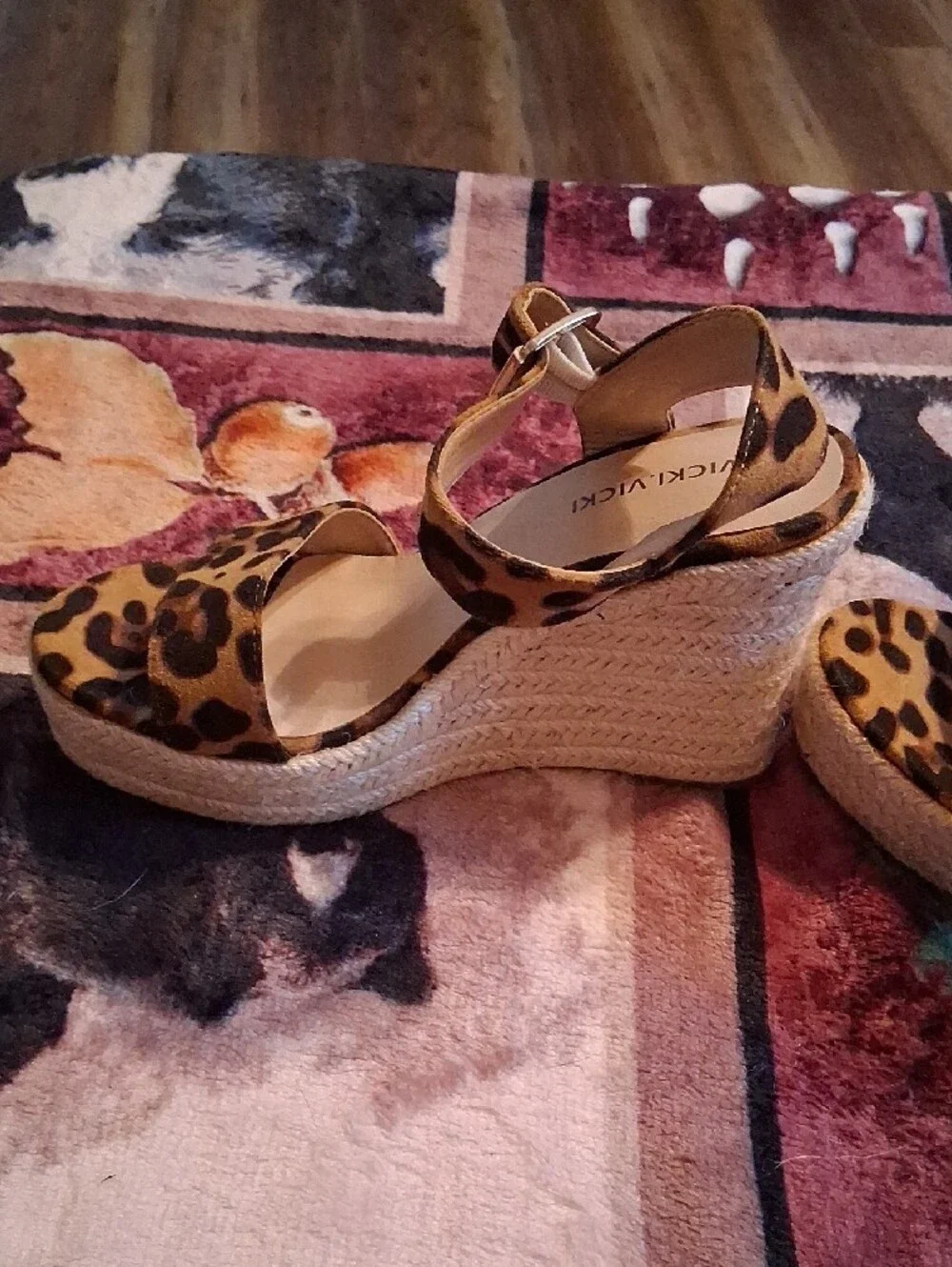 Leopard Print Espadrille Wedge Sandals with Buckle Strap - Leopard